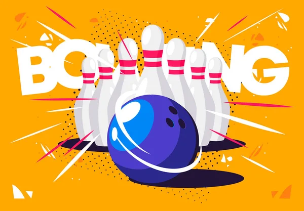 ボールとスキルを持つボウリングセットのベクトルイラスト — ストックベクタ