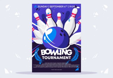    Bowling turnuvası poster şablonunun vektör çizimi