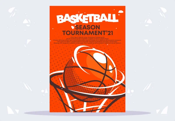 Ilustración Vectorial Una Plantilla Póster Para Torneo Baloncesto Una Pelota — Vector de stock