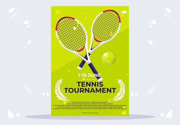 Modèle Illustration Vectorielle Une Affiche Tournoi Tennis Avec Raquettes Tennis — Image vectorielle