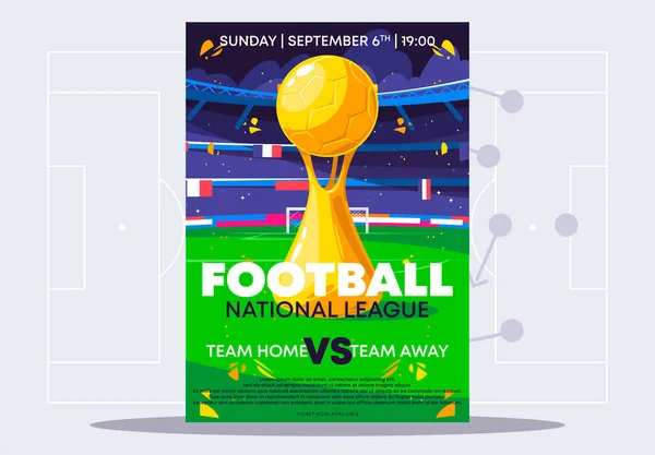 Vector Illustratie Van Een Poster Template Voor Een Voetbalwedstrijd Met — Stockvector