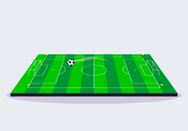 带足球的足球场的矢量图解 侧面视图 — 图库矢量图片