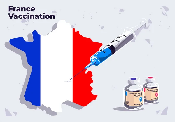 Εικονογράφηση Φορέα Της Γαλλίας Πρότυπο Εμβολιασμού Ιατρική Σύριγγα Στο Χάρτη — Διανυσματικό Αρχείο