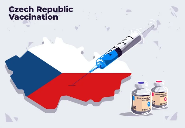 Illustrazione Vettoriale Del Modello Siringa Medica Vaccinazione Della Repubblica Ceca — Vettoriale Stock