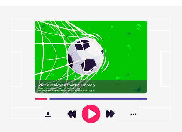 Illustrazione Vettoriale Una Recensione Video Una Partita Calcio Uno Screenshot — Vettoriale Stock