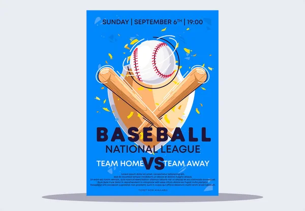 Illustrazione Vettoriale Del Modello Poster Partita Baseball Campionato Nazionale Una — Vettoriale Stock