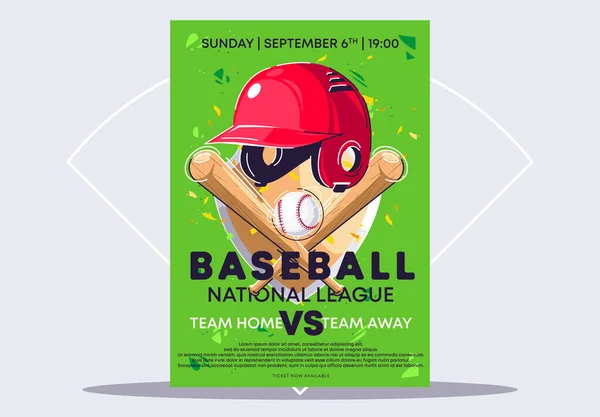 Vector Illustration Template Poster National Championship Baseball Game Sports Equipment — Image vectorielle