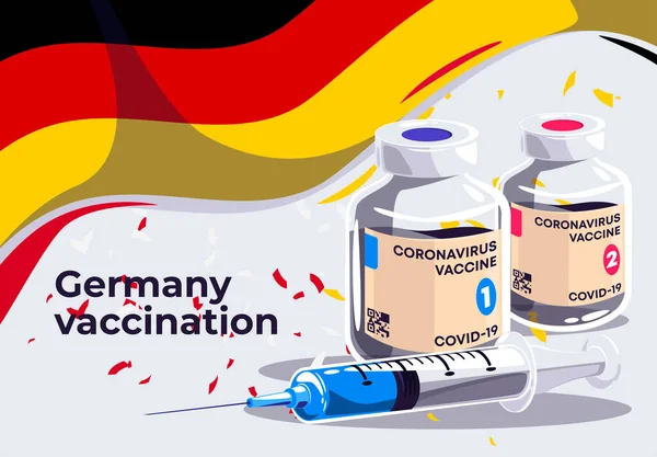 Χώρα Εμβολιασμόςδιανυσματική Απεικόνιση Του Εμβολίου Covid Και Μια Ιατρική Σύριγγα — Διανυσματικό Αρχείο
