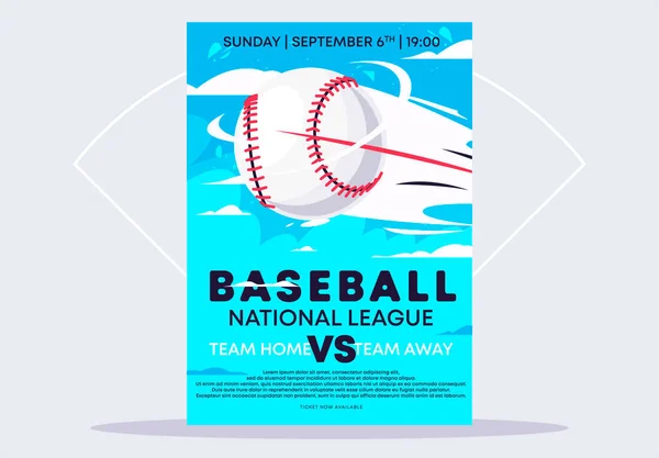 Illustration Vectorielle Gabarit Affiche Prospectus Pour Match Baseball Ballon Volant — Image vectorielle