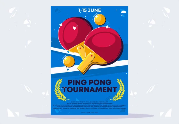 Illustrazione Vettoriale Modello Poster Volantino Torneo Ping Pong Due Piccole — Vettoriale Stock