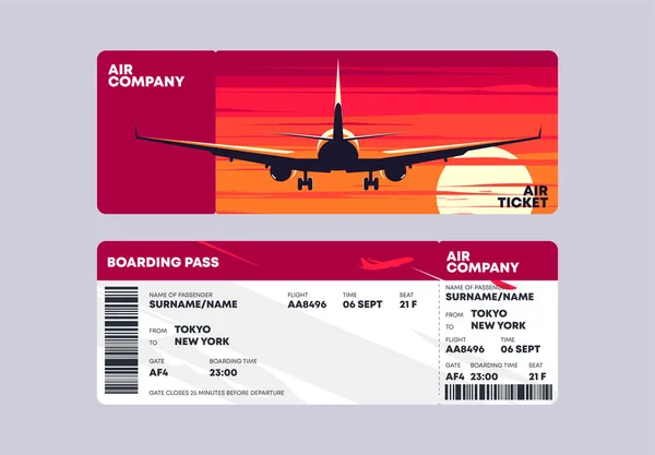 Vector Illustration Template Boarding Ticket Airplane Plane Taking Rear View — Stock Vector