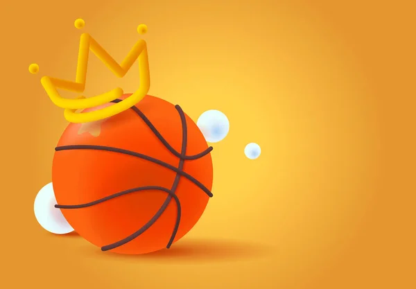 Renderizado Una Pelota Baloncesto Sobre Fondo Naranja Con Una Corona — Foto de Stock