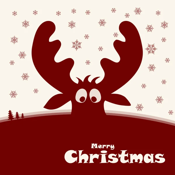 Vánoční obrázek s legrační jelen — Stockový vektor