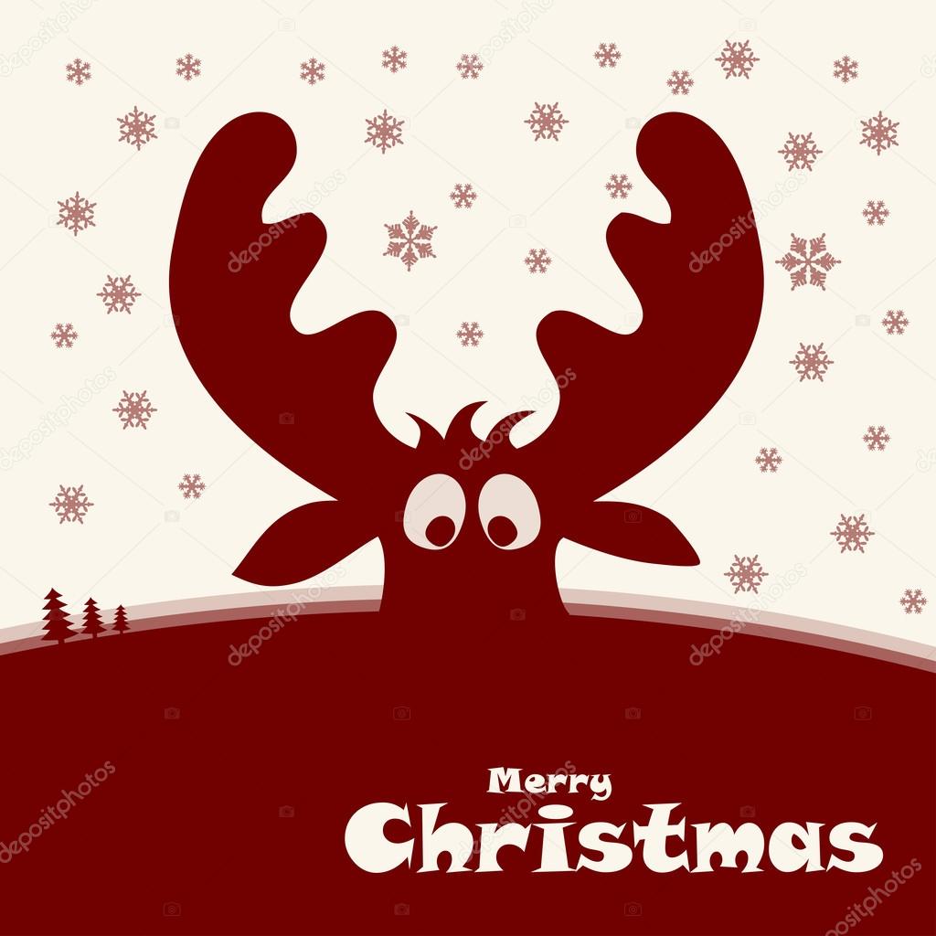 christmas illustration with funny deer
