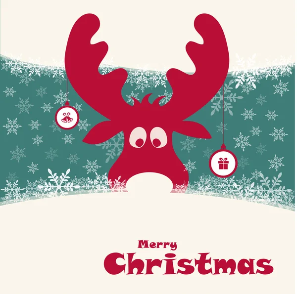 Ilustración de Navidad con ciervos divertidos — Vector de stock