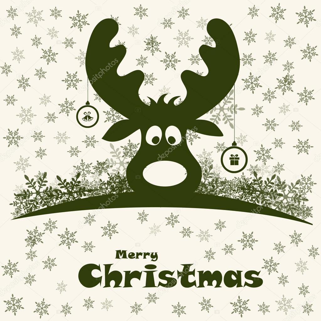 christmas illustration with funny deer
