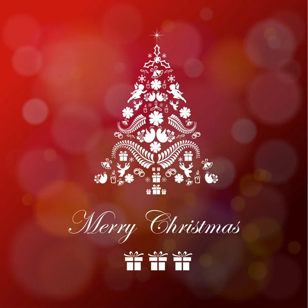 Ročník vánoční přání. krásný vánoční strom obrázek — Stockový vektor