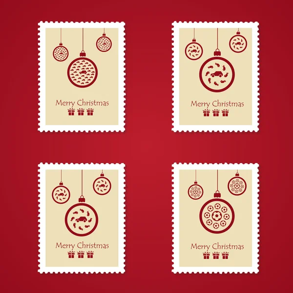 Set of colorful Christmas Postage stamps — Stock Vector