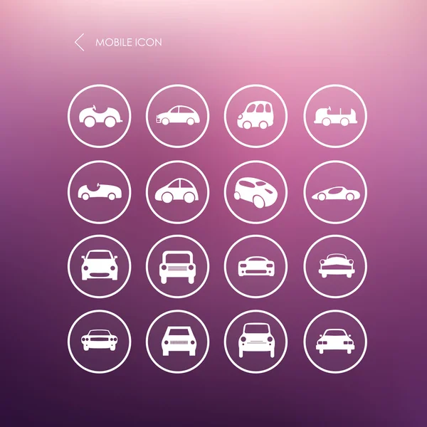 Coches iconos móviles establecer diferentes formas de coche vector . — Vector de stock
