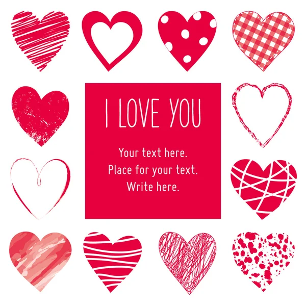 Valentin's Day card, hearts background — Stock Vector