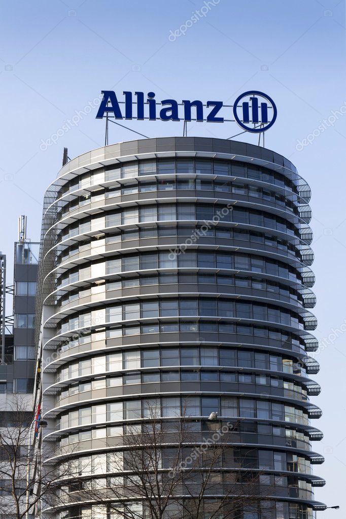 PRAGUE, CZECH REPUBLIC - MARCH 31: Financial and insurance group Allianz logo on the building of the Czech Allianz headquarters on March 31, 2016 in Prague, Czech republic.
