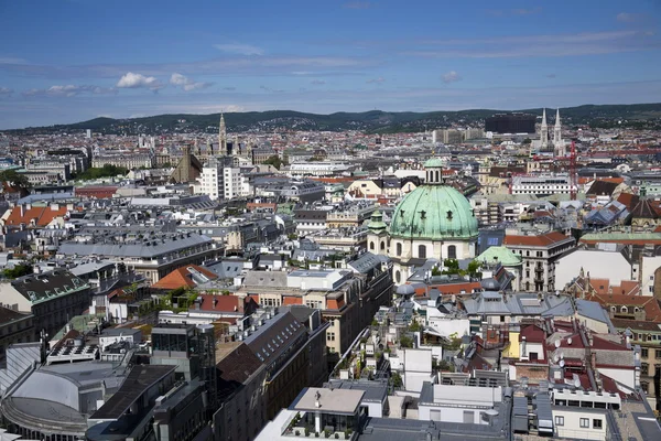 Cityscape of Austrian capital Vienna from Stephansdom blue sky Royalty Free Stock Images