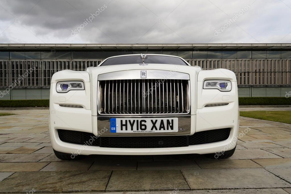 WESTHAMPNETT, UNITED KINGDOM - AUGUST 11: Rolls-Royce Ghost in front of the Goodwood plant on August 11, 2016 in Westhampnett, United Kingdom.