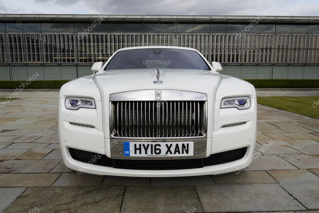 WESTHAMPNETT, UNITED KINGDOM - AUGUST 11: Rolls-Royce Ghost in front of the Goodwood plant on August 11, 2016 in Westhampnett, United Kingdom.