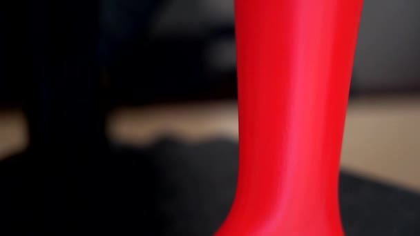 Stampante Stampa Plastica Ultimo Prototipo Scarpa Filamento Rosso Tempo Reale — Video Stock