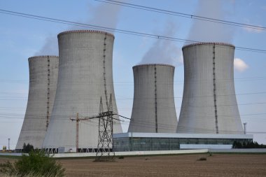 Cooling towers at nuclear power plant clipart