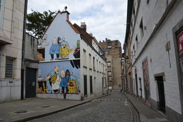 Tecknad väggmålning i Bryssel, Belgien — Stockfoto