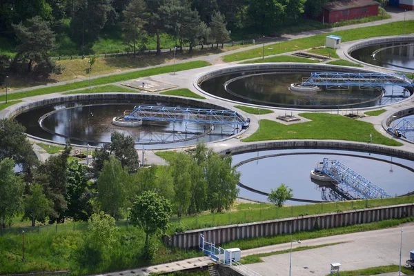 Vue aérienne de la station de traitement des eaux usées — Photo