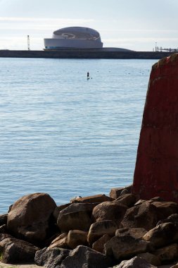 Porto Leixoes Terminal yolcu gemisi tesisi, Matoshinos, Portekiz, güneşli yaz günü
