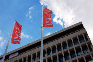 ING Grubu Hollanda çok uluslu bankacılık ve finans hizmetleri şirketi logosu 20 Mayıs 2025 'te Brüksel, Belçika' da genel merkez binasında.