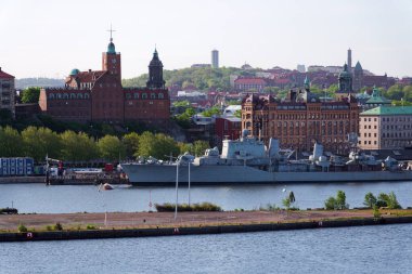 Göteborg, İsveç 'in merkezindeki Kvarnberget' teki Navigasyon okulu binası güneşli bir gün.