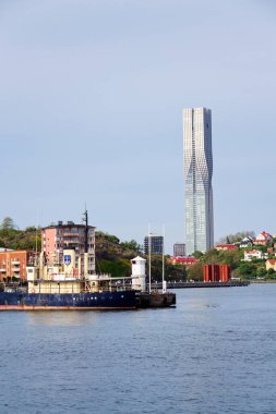 Lindholmen, Gothenburg, İsveç 'teki en yüksek İskandinav binası olan Slottsberget Dağı' ndaki küçük ahşap tarihi evler kolonisi.