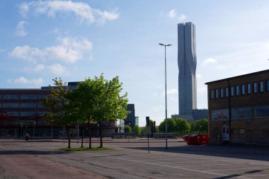 10 Mayıs 2025 'te İsveç' in Göteborg şehrinde Lindholmen 'deki İskandinavya Karlatornet gökdeleninin en yüksek binası.