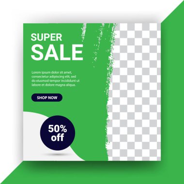 Modern sosyal medya şablonu yeşil renkli. vektör