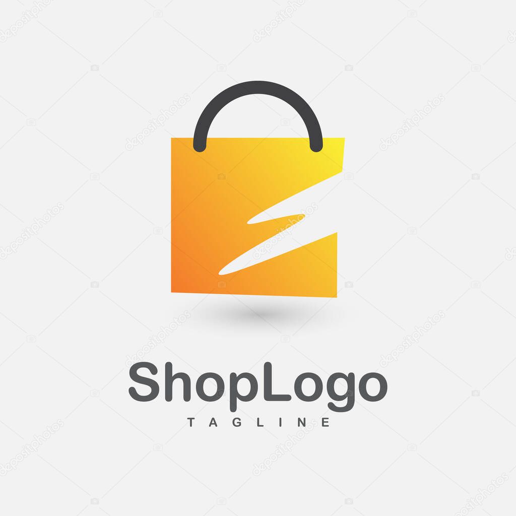 Modern and simple shopping bag logo. vector