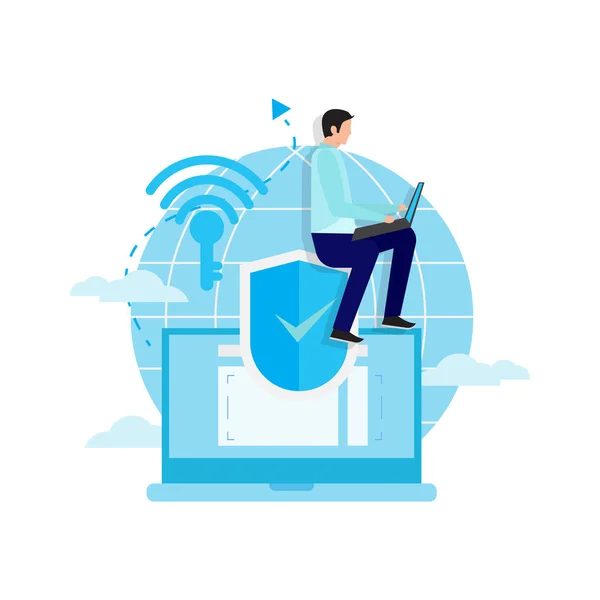 Veritabanı güvenlik yazılımı. Siber suçlar, bilgisayar sistemi hackleme, VPN erişimleri, vekil sunucu, şifre anahtarı, veri koruması, bilgi gizliliği, veri çalma metaforları. Vektör izole kavram metaforları