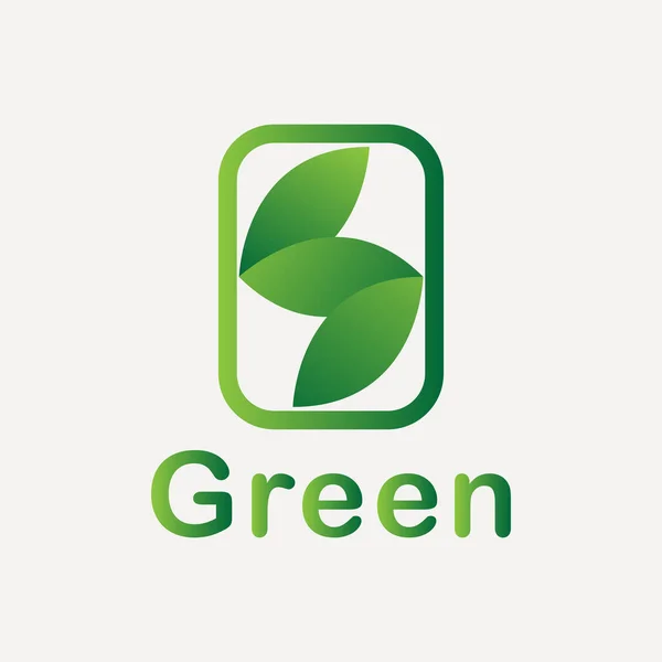 Grönt Löv Logotyp Ikon Grönt Miljökoncept Vektor — Stock vektor