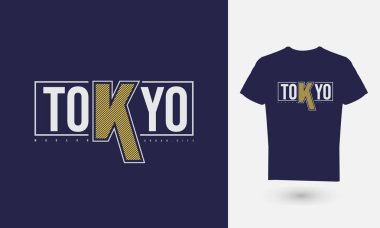 Metin grafiklerinin vektör çizimi, TOKYO. Tişört, gömlek, kapüşon vb. tasarımları için uygun.