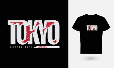 Metin grafiklerinin vektör çizimi, TOKYO. Tişört, gömlek, kapüşon vb. tasarımları için uygun.