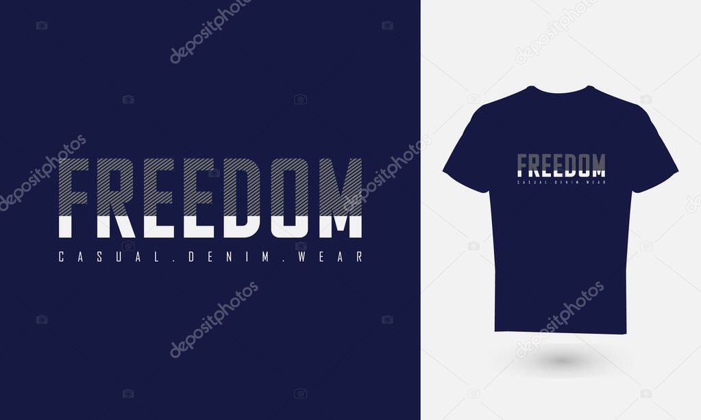 Vector illustration of text graphics, FREEDOM. suitable for the design of t-shirts, shirts, hoodies, etc.