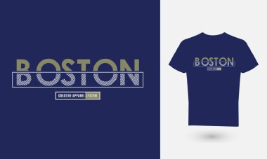 Metin grafiklerinin vektör çizimi, BOSTON. Tişört, gömlek, kapüşon vb. tasarımları için uygun.