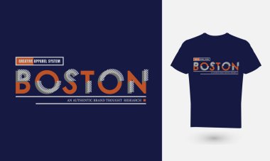Metin grafiklerinin vektör çizimi, BOSTON. Tişört, gömlek, kapüşon vb. tasarımları için uygun.