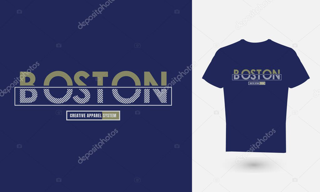 Vector illustration of text graphics, BOSTON. suitable for the design of t-shirts, shirts, hoodies, etc.