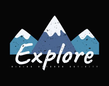 Harf grafiklerinin vektör illüstrasyonu, açık havada yaratıcı giysiler keşfetmek, tişört, gömlek, kapüşon vs. tasarımı için mükemmel.