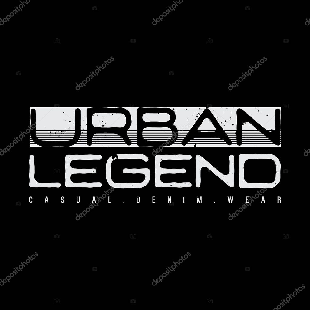 Vector illustration of letter graphics, Urban legend, creative clothing, perfect for the design of t-shirts, shirts, hoodies, etc.