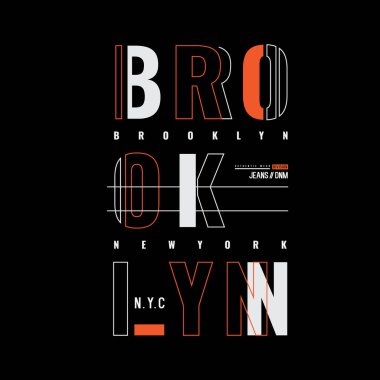 Harf grafiklerinin vektör illüstrasyonu, New York Brooklyn, yaratıcı giysiler, tişört, kapüşon vs. tasarımı için mükemmel..
